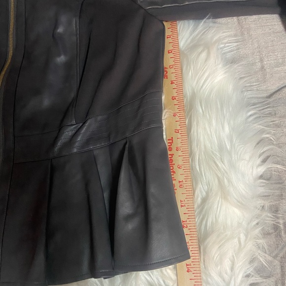 Thalia Sodi Sz L Charcoal Gray Faux Leather Collarless Women’s Jacket - Picture 10 of 16